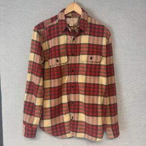 Filson Heavy Field Shirt Men's XS Red Tan Plaid Long Sleeve Button Up Overshirt